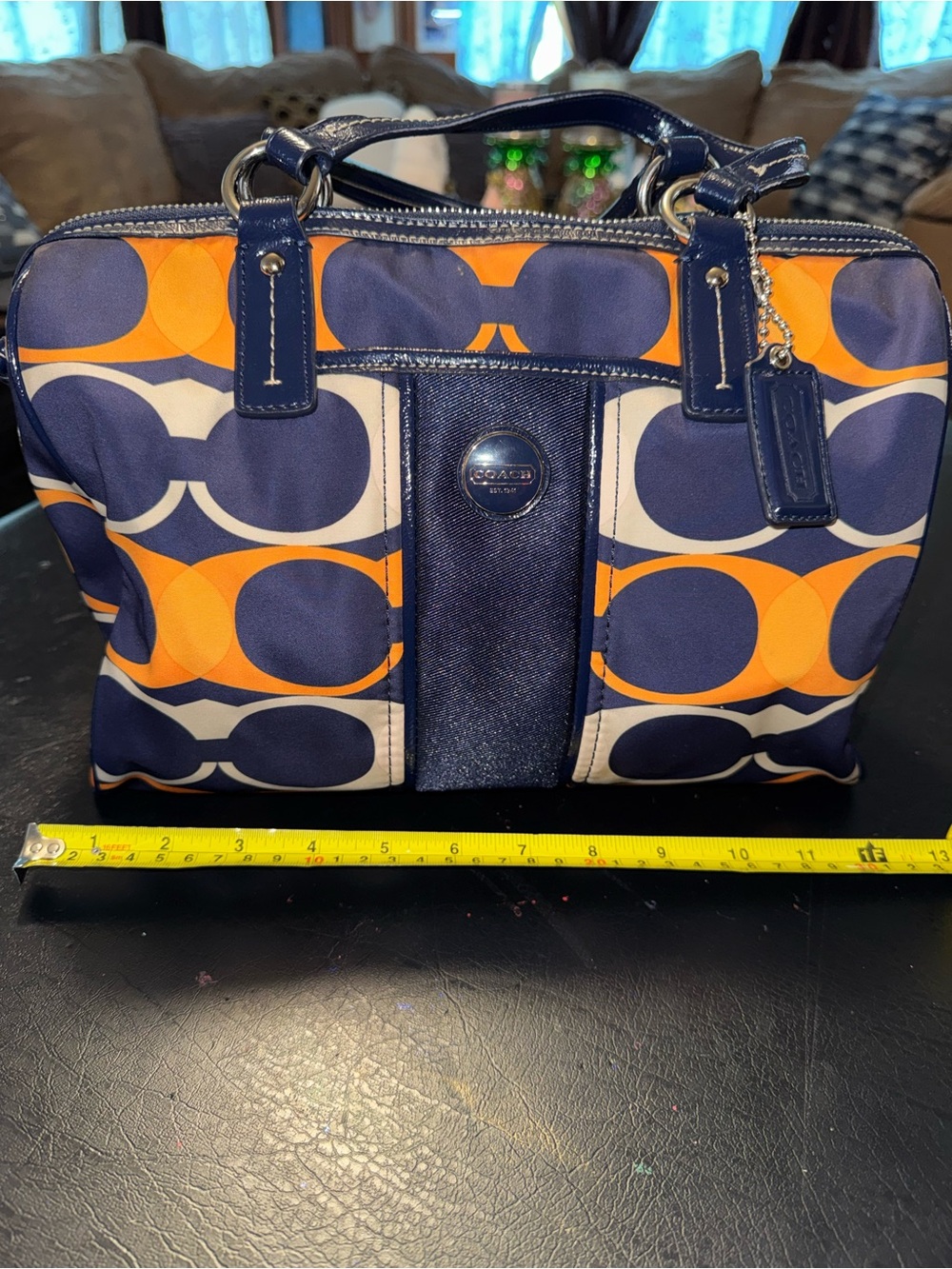 Coach Navy & Orange Signature Satchel